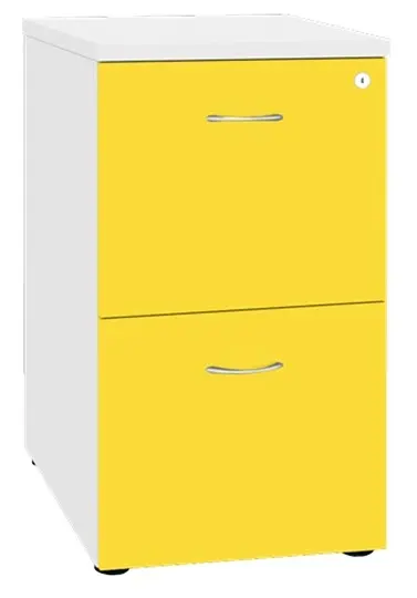 LKR - 2  dřevěná kartotéka A4, 2-zásuvková, centrální zámek, korpus bílá/čílka žlutá odio